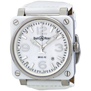 Aviation Mother of Pearl White Ceramic Men's Watch BR0392-WHT-CER