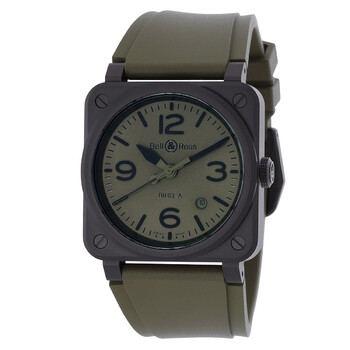 BR 03 Military Ceramic Automatic Khaki Dial Men's Watch BR03A-MIL-CE/SRB