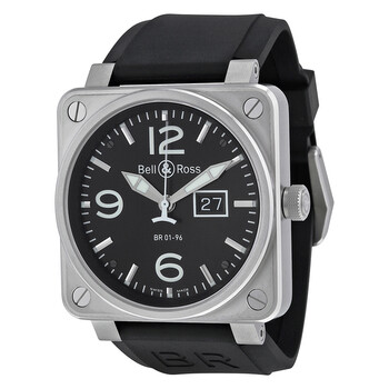 Grande Date Black Dial Black Rubber Men's Watch BR0196-BL-ST