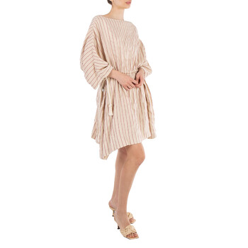 Ladies Striped Linen Boatneck Tunic Dress