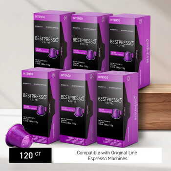 Coffee for Nespresso OriginalLine Machine 120 pods Certified Genuine Espresso Intenso Blend(High Intensity), Pods Compatible with Nespresso