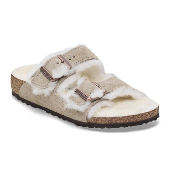 Kids Taupe Arizona Shearling Slides