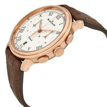 18kt Rose Gold Chronograph Flyback Pulsometre White Dial Brown Leather Men's Watch 6680F-3631-55B
