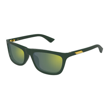 Green Mirror Rectangular Unisex Sunglasses BV1328SA 003 58