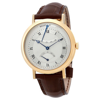 Breguet Classique Silver Dial 18kt Yellow Gold Black Leather Men's