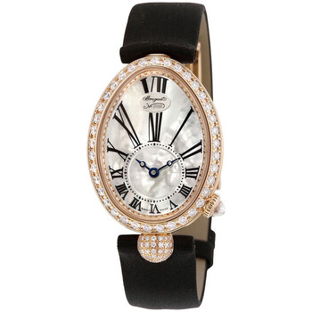 Reine de Naples Mother of Pearl Dial 18kt Rose Gold Black Satin Ladies Watch 8928BR51844DD0D