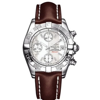 Chrono Galactic White Dial Automatic Chronograph Brown Leather Men's Watch A13358L2/A683