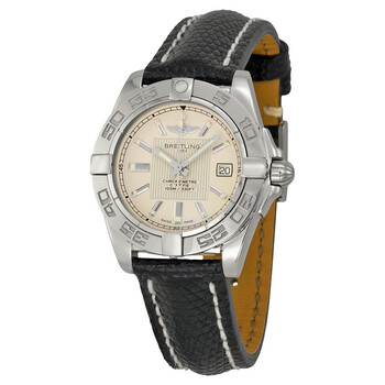 Galactic 32 Silver Dial Black Lizard Leather Ladies Watch A71356L2-G702BKZT