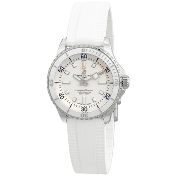 Breitling Superocean Automatic 36 White Dial White Rubber Strap Watch for Men - A17377211A1S1