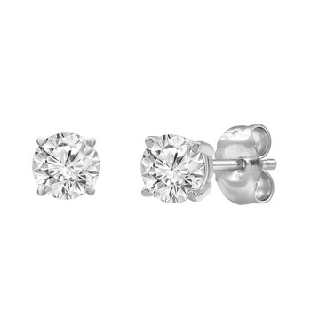 1.00 Carat, Prong Set 14K White Gold Round-cut Lab-grown Diamond Stud Earring LGD-STUDRD100-GGN