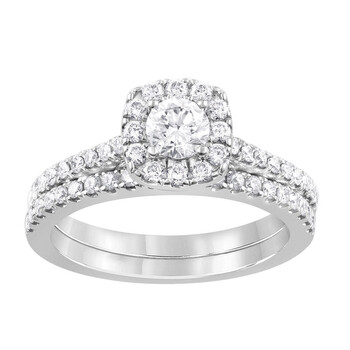 14K White Gold 1 CTTW LAB GROWN Diamond Cushion Bridal Set (G-H, SI1-SI2) TXR00707 14K White Gold 1 CTTW LAB GROWN Diamond Cushion Bridal Set (G-H, SI1-SI2) TXR00707
