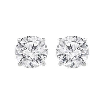 14KT White Gold 2.50 Carat Lab Grown Diamond Stud Earrings for Women LGD-STUDRD250-GW2