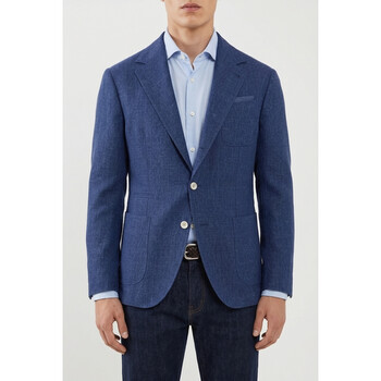 Brunello Cucinelli Indigo Linen Wool Blend Blazer, Brand Size 50