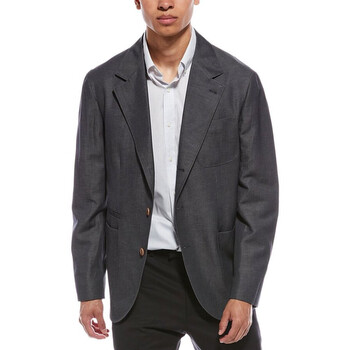 Brunello Cucinelli エルボーパッチ ジャケット 50 Brunello Cucinelli Men's Grey Wool Linen Blazer, Size 52