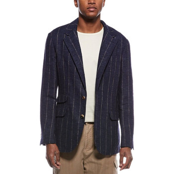Brunello Cucinelli Men's Grey Wool Linen Blazer, Size 52