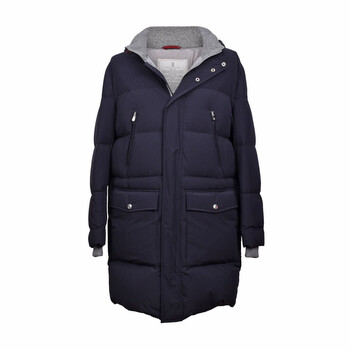Brunello Cucinelli Indigo Quilted Down Puffer Jacket, Size X-Large