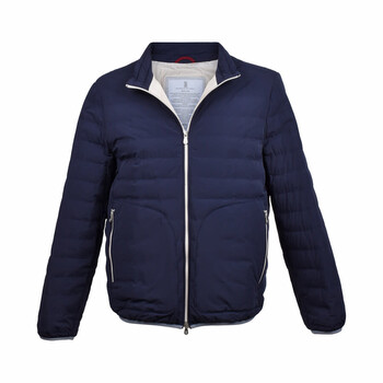 Brunello Cucinelli Indigo Quilted Down Puffer Jacket, Size X-Large