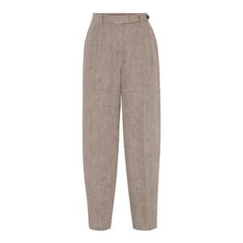 Brunello Cucinelli Women'S Beige Houndstooth Wide-Leg Trousers