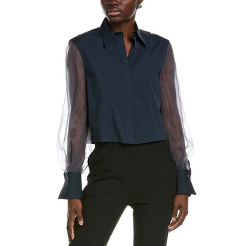Brunello Cucinelli Womens Black Sheer Panel Shirt, Size XS
