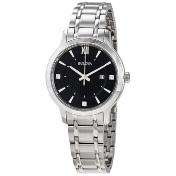 Classic Quartz Crystal Black Dial Ladies Watch 96P185