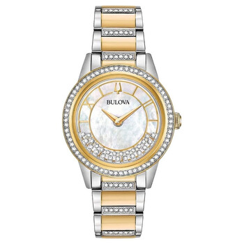 Bulova Crystal Turnstyle Quartz Mother of Pearl Dial Ladies Watch