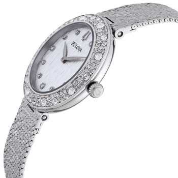 Crystal Quartz Silver Dial Ladies Watch 96L329