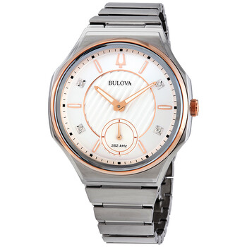 Bulova Curv Quartz Diamond Blue Dial Ladies Watch 97P174 042429599871 ...