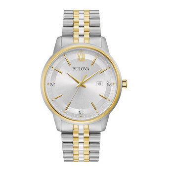 Diamond Accent Quartz Silver Dial Men's Watch 98D161