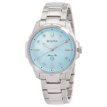 Bulova Sutton Quartz Diamond Blue Dial Ladies Watch 96P250