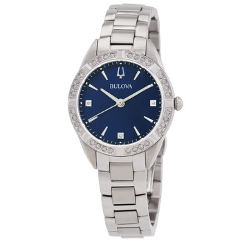 Quartz Crystal Blue Dial Ladies Watch 96R243