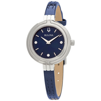 Rhapsody Quartz Blue Dial Blue Leather Ladies Watch 96P212