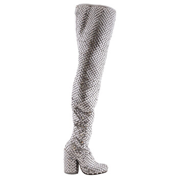 Anita Over-The-Knee 110 mm Heel Boot in Silver/Crystal, Brand Size 36 ( US Size 6 )