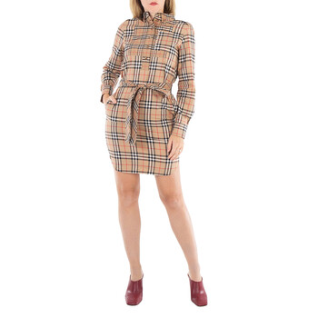 Burberry Archive Beige Check Cotton Shirt Dress, Brand Size (US
