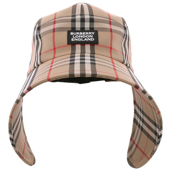 Burberry Archive Beige Vintage Check Logo Applique Bonnet