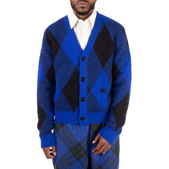 Burberry Argyle-Check Wool Cardigan, Size Medium 8077754