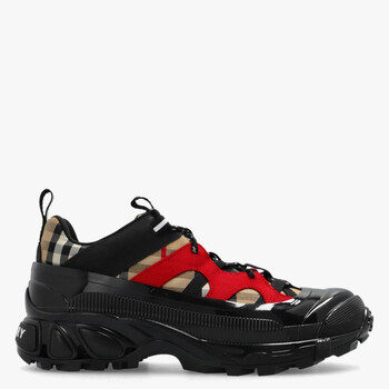 Burberry Arthur Vintage Check Leather Low Top Trainers, Brand Size