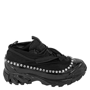 Burberry Black Crystal Detail Mesh Nylon And Suede Arthur Low-top 