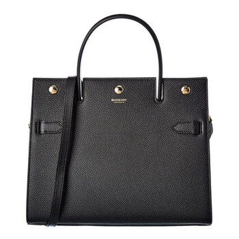 【関税&送料込】Burberry Black Leather Shopping Bag Burberry Fragrances Large Shopper Tote Bag Black Nylon