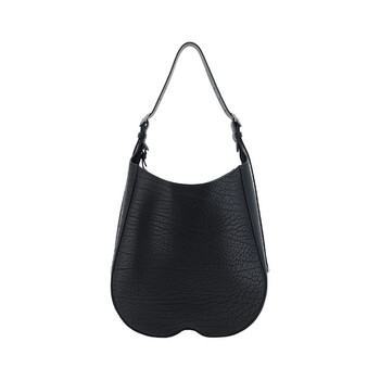 Black Leather Medium Chess Shoulder Bag 8077576_A1189