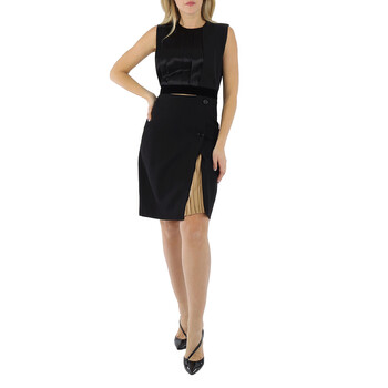 Burberry Black Silk Satin Slip Dress With Fringed Detail
