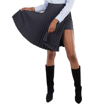 Thom Browne Ladies Light Blue Step-Hem Pleated Skirt, Brand