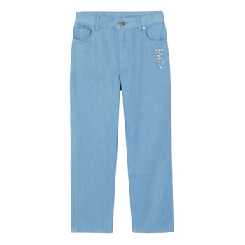 Boys Monogram Embroidery Denim Jeans, Size 12Y 8047918