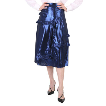Bright Navy Ruffle Detail Lame Skirt 4068531