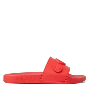 Burberry Bright Red Furley Logo-Embellished Slide Sandals  display picture 2