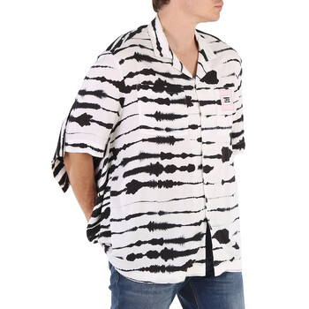 Cape Detail Short-sleeve Watercolour Print Twill Shirt