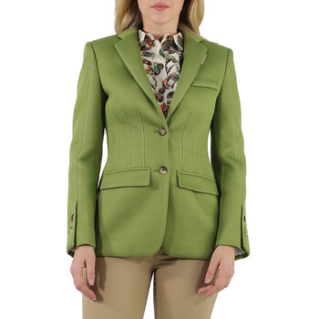 Burberry Ladies Juniper Green Wool Ramie And Silk Satin
