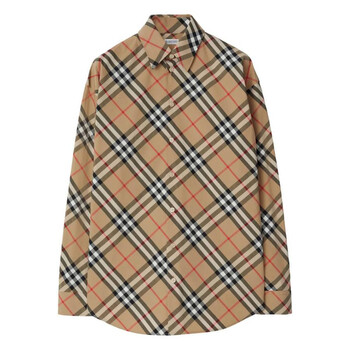 Burberry Men's Check Pattern Button Down Shirt, Size X-Small