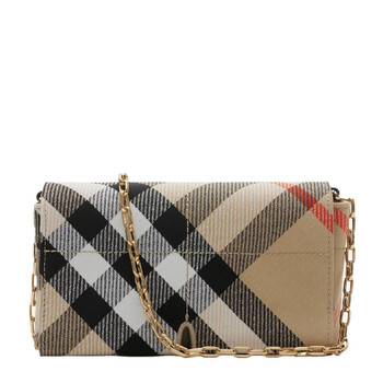 check Crossbody Bag In Beige Polyester Blend 8103697