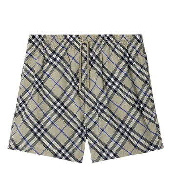 Burberry Check Stretch Nylon Swim Briefs, Size X-Small 8090051