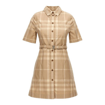 Burberry Check Print Cotton Dress, Brand Size (US Size